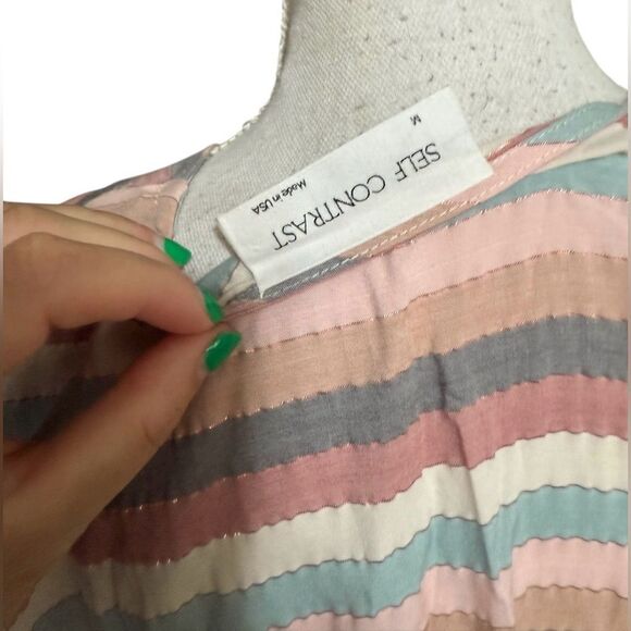 Anthropologie Self-Contrast Striped Neutral Beige Long Sleeve Maxi Dress Size M - Picture 5 of 6
